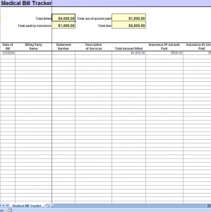 screenshot of the Medical Bill Tracker