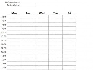screenshot of the conference room scheduling template