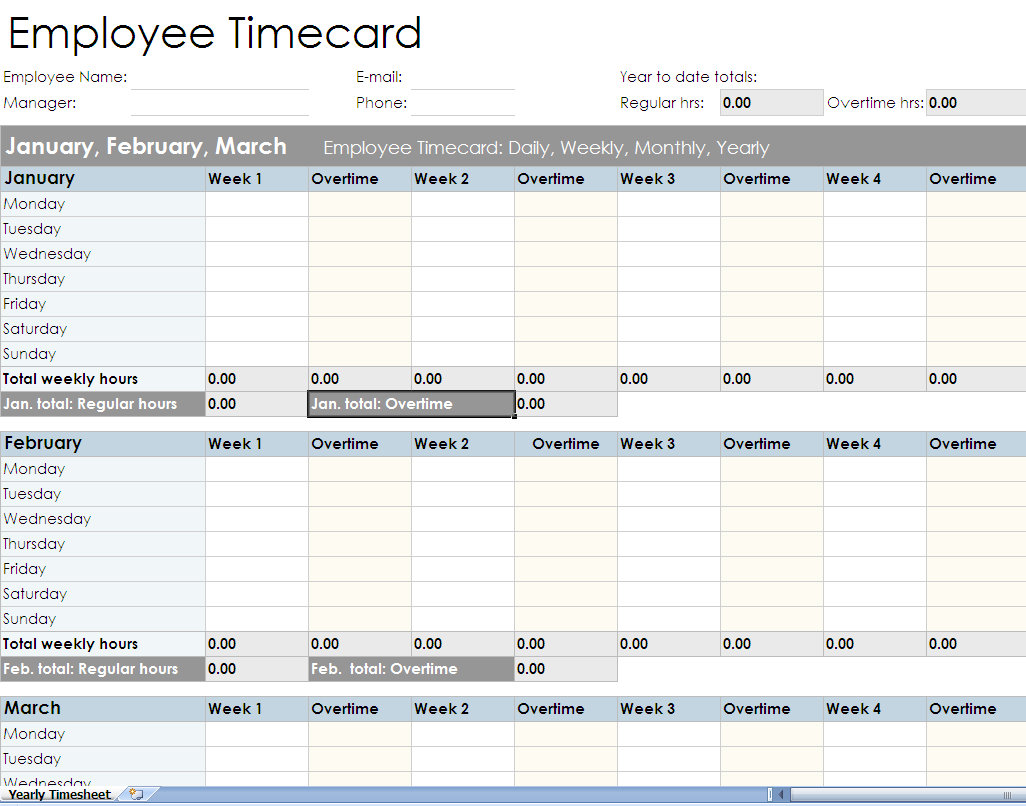 Free employee payroll record form