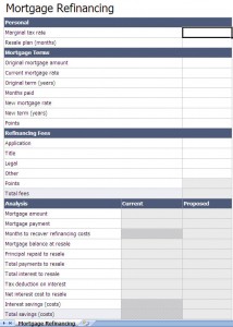 Free Refinance Mortgage Calculator Excel Template