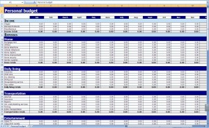 sample home budget spreadsheet