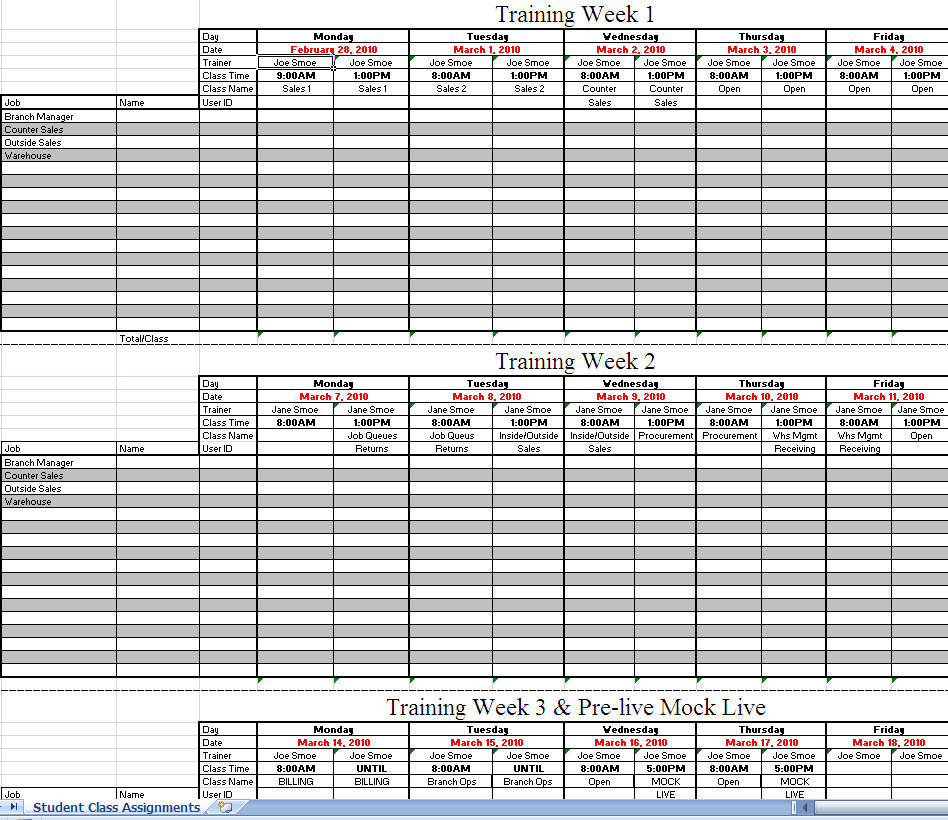 Excel Personal Training Templates Excel Training Designs