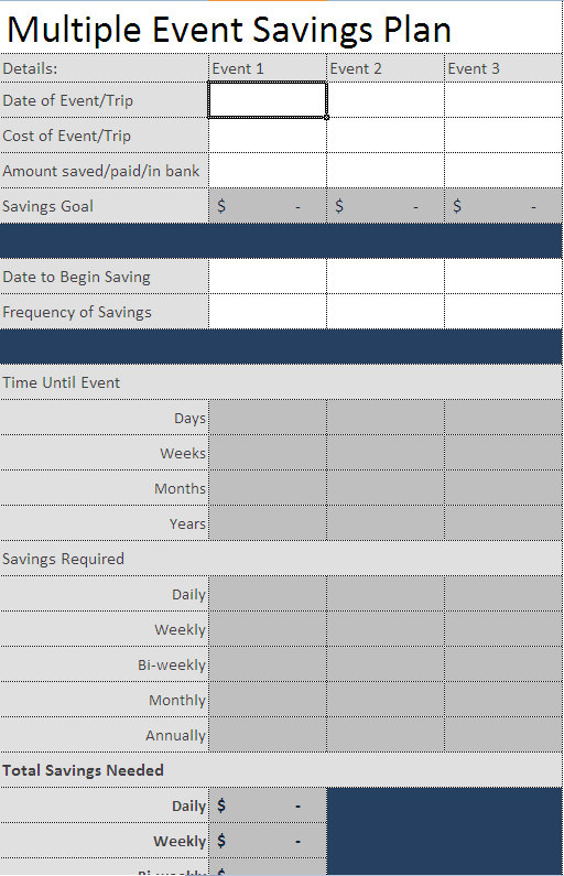 savings planner template