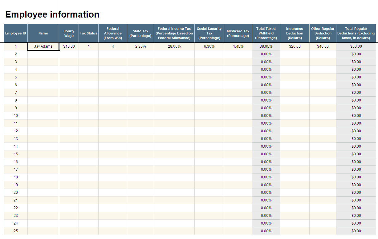 Payroll Templates Microsoft Payroll Templates