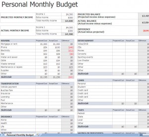 budget calendar template excel