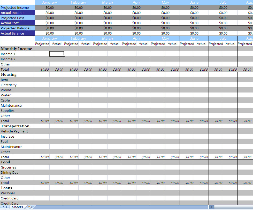 daily expenses spreadsheet free