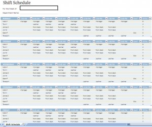 screenshot of the Shift Work Scheduling Excel Template