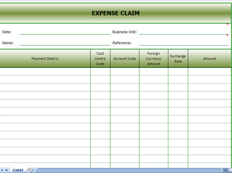 Free reimbursement form template