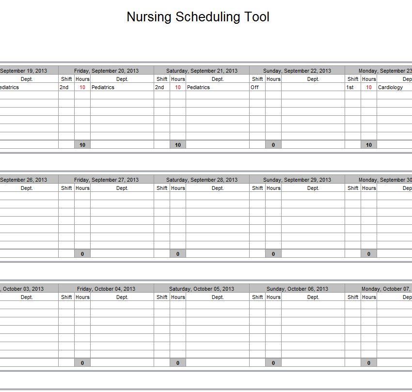 hospital nurse schedule excel template  nurse schedule template