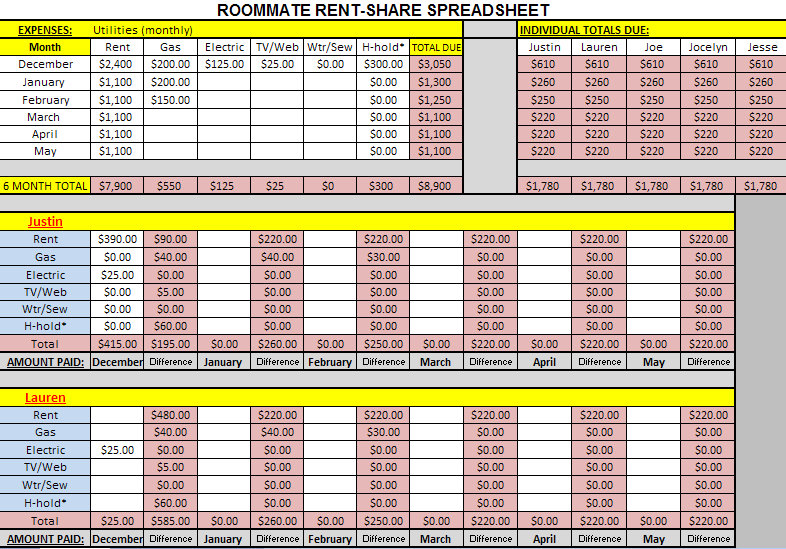 expense tracker excel template split