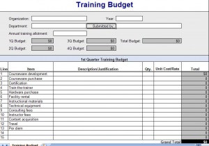 Training budget spreadsheet
