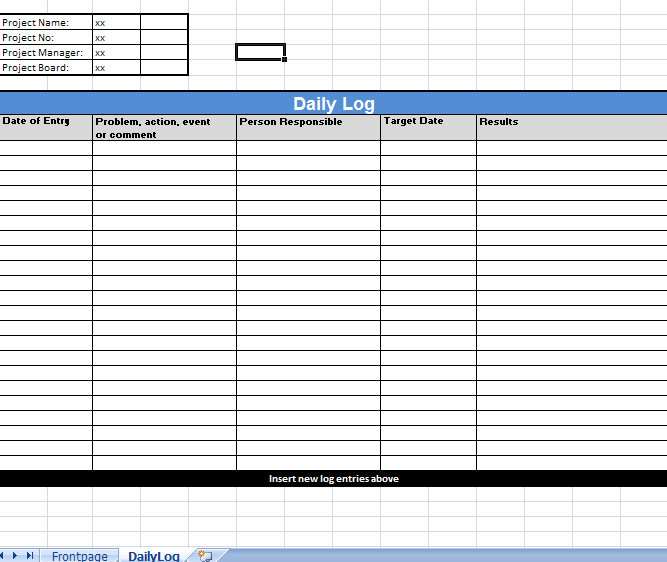 Prince2 Daily Log Template Prince2 Daily Log