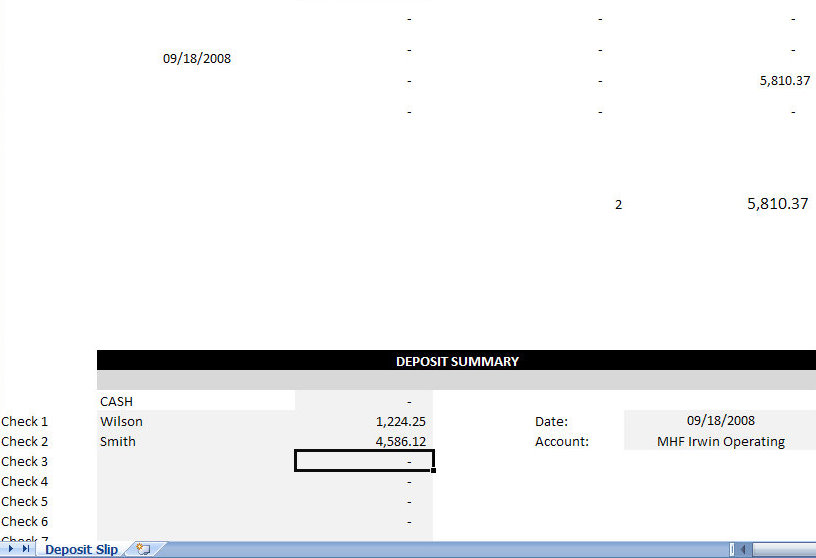 Quickbooks Deposit Slip