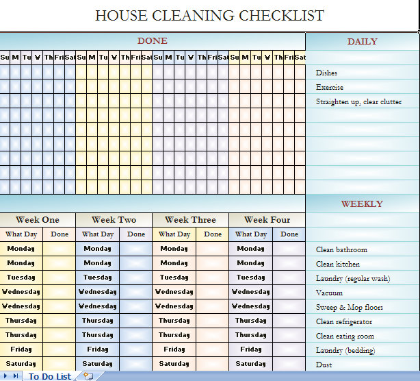 Cleaning Checklist