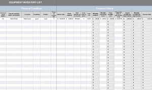 screenshot of the Equipment Inventory List