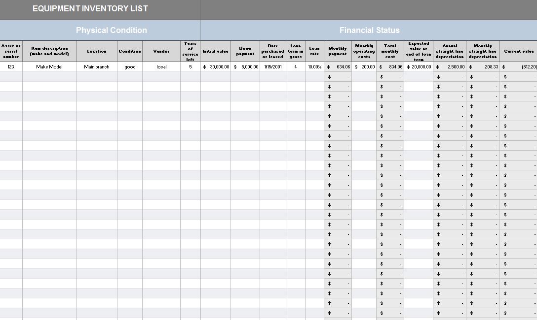 Software inventory spreadsheet templates