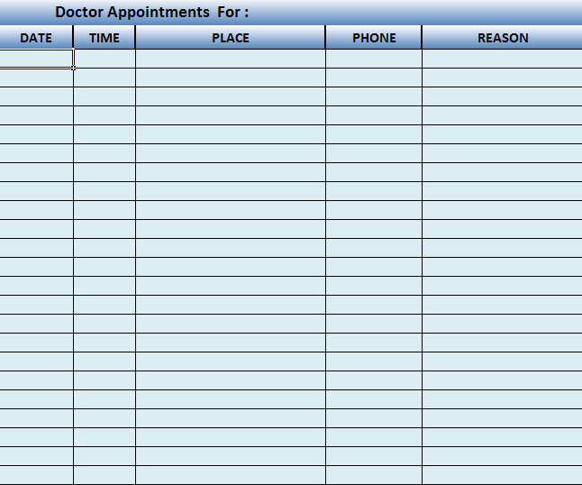 Excel Appointment Template Free