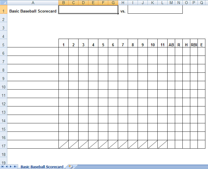 Baseball Box Scores Excel Template Baseball Score Sheets