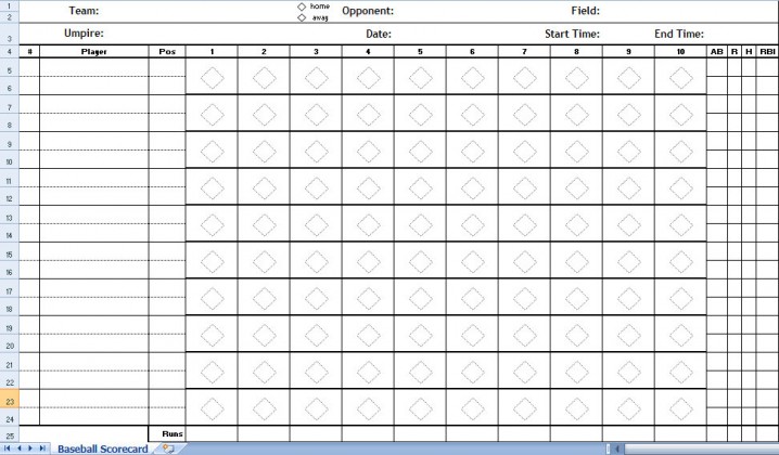 Baseball Score Sheets Printable Free Download