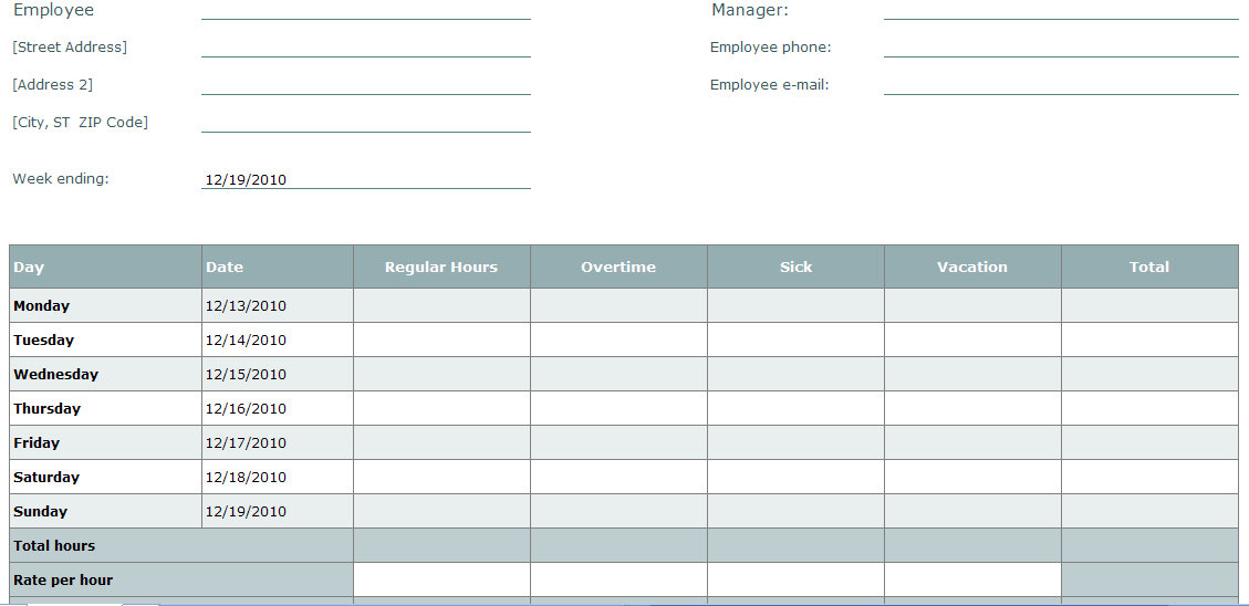 Free Printable Blank Time Sheet