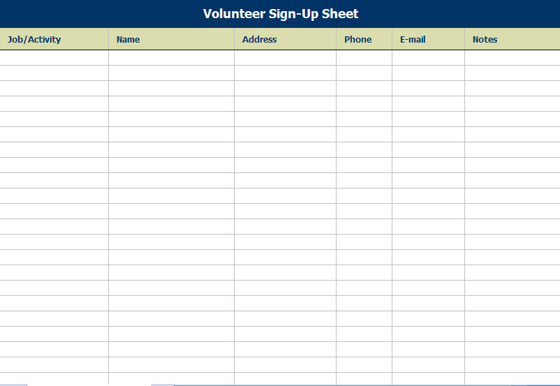 free editable sign up sheet template