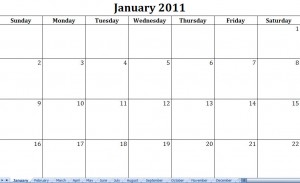 2011 printable monthly calendar template