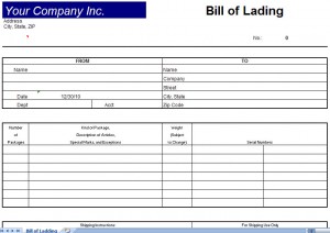 bill of lading template