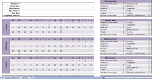 2011 Employee Attendance Tracking Calendar