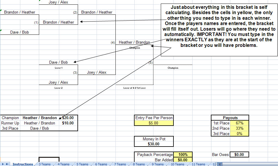 double elimination tournament bracket