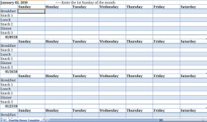 monthly dinner planner template
