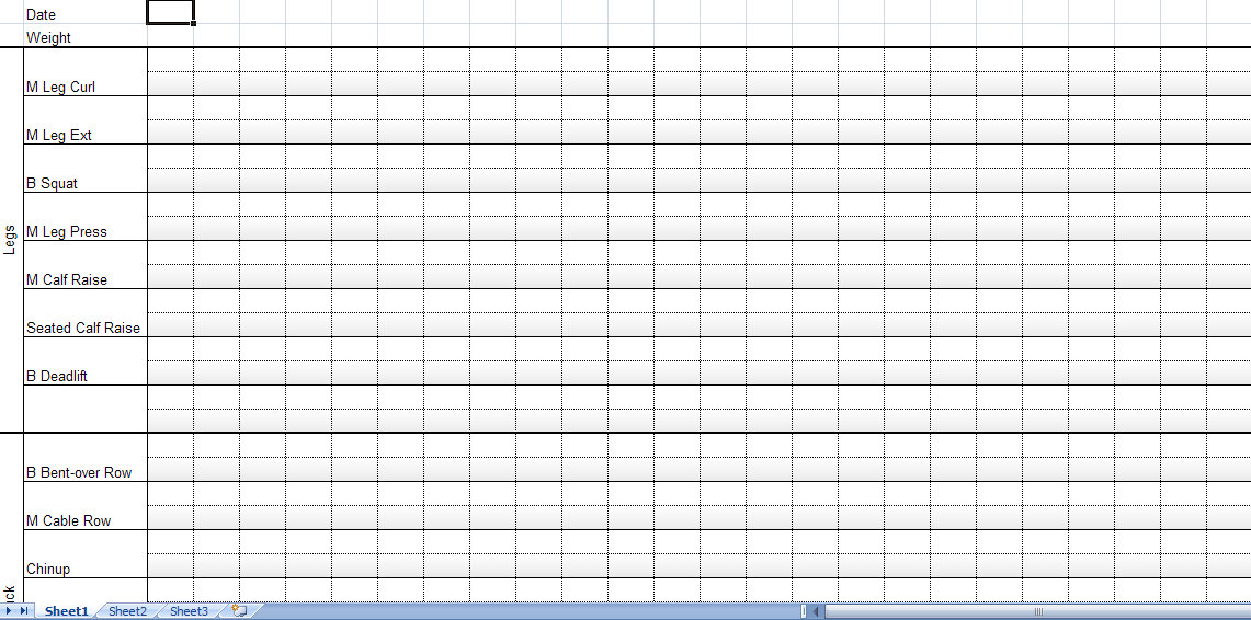 strength training log sheets