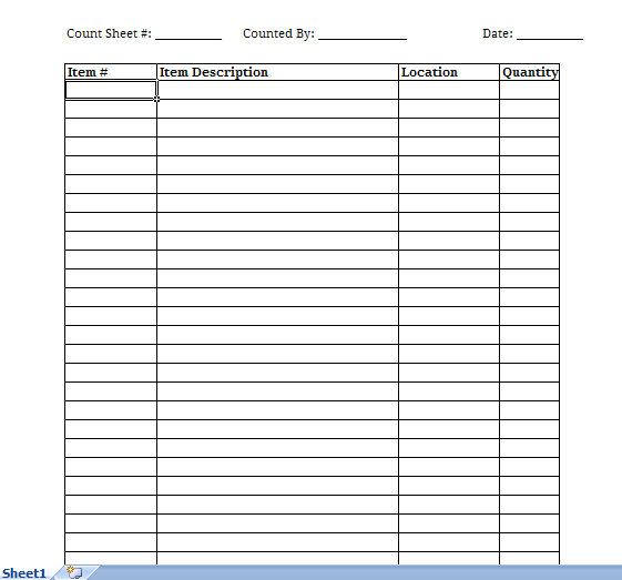 Inventory Worksheet