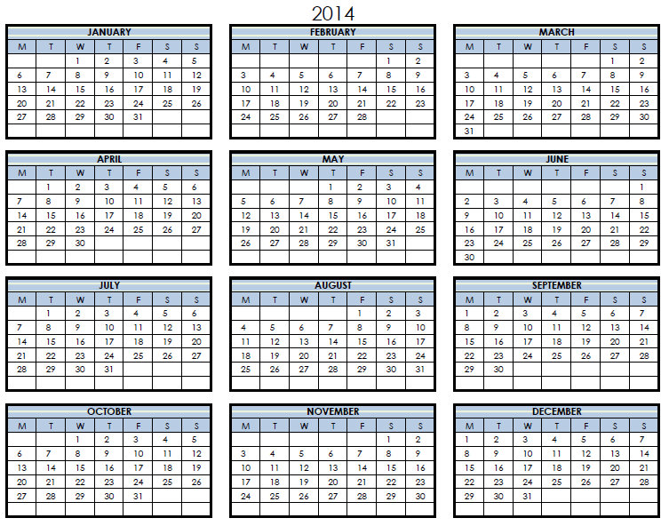 2014 Calendar Printable Free Pdf newhairstylesformen2014 com