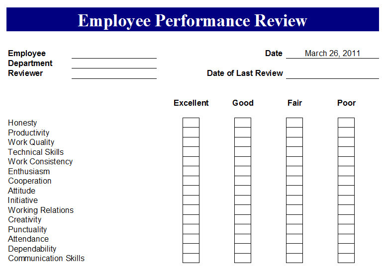 Printable Employee Performance Review Template