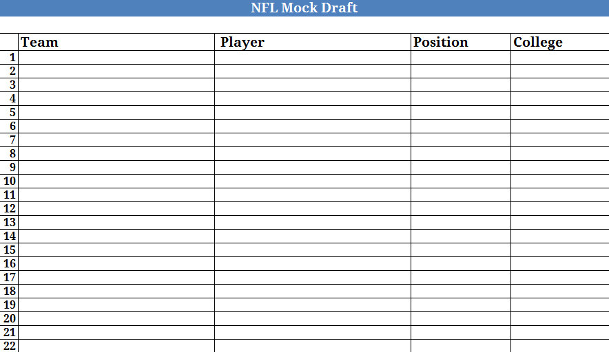 Football Draft Chart 2018