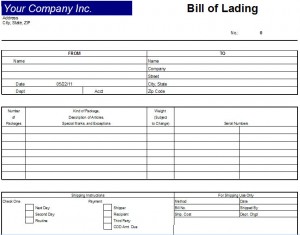 excel bill of lading template