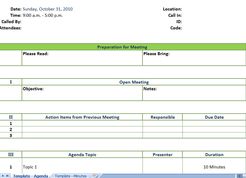 Meeting Agenda Template Excel from myexceltemplates.com