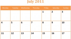 Printable Blank PDF July 2011 Monthly Calendar