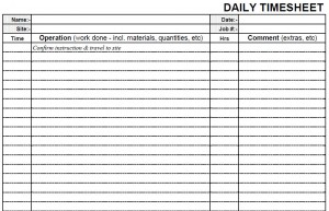 Printable Blank Daily PDF Time Sheet Form | Time Sheets Printable