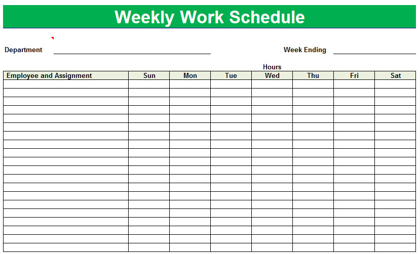 free printable monthly work schedule template