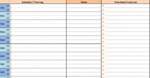 free printable daily Excel planner