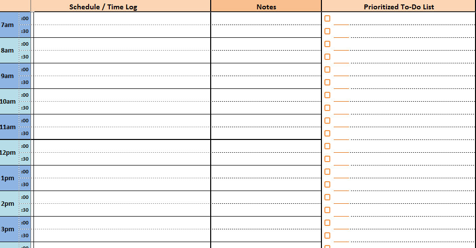 Free Printable Daily Excel Planner Daily Planner Excel