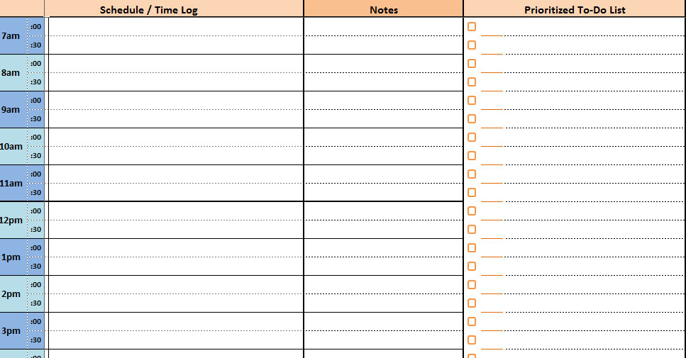 Daily Planner Excel