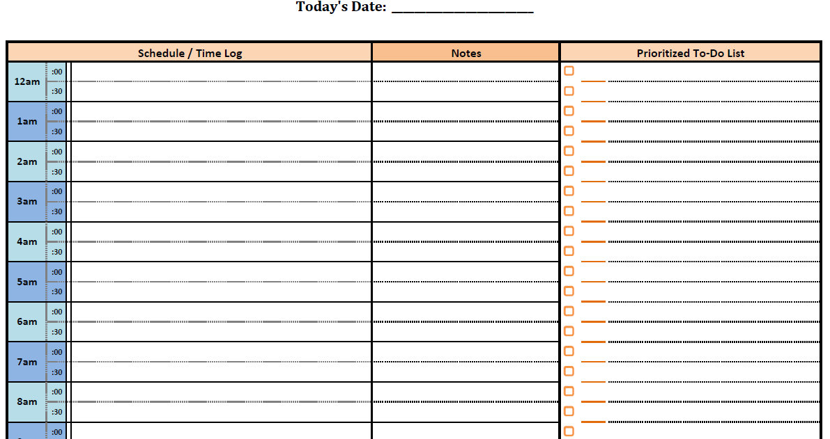 Daily Planner Excel