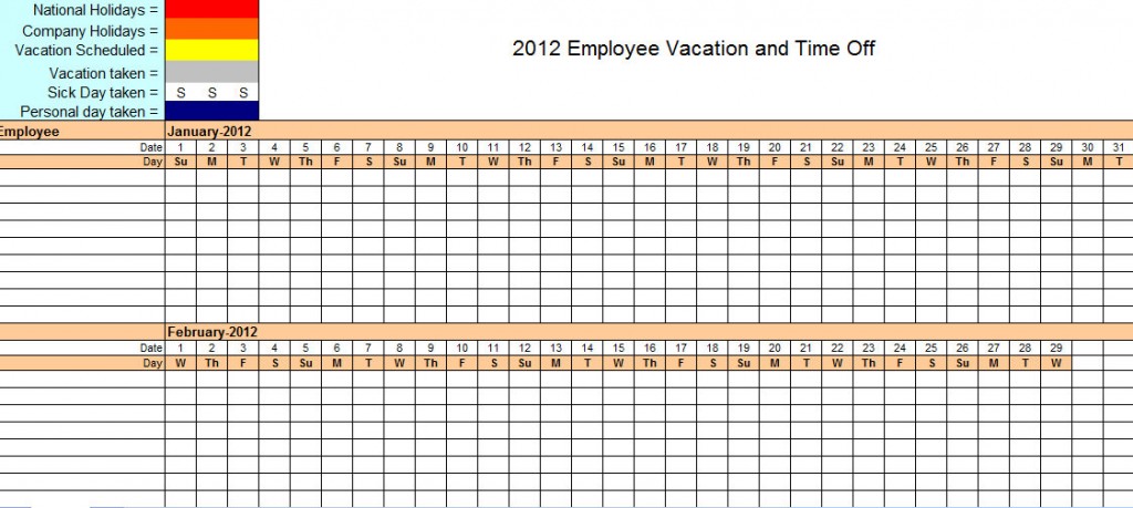 Employee Vacation Tracking Excel Template 7017