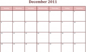 Printable Blank PDF December 2011 Monthly Calendar