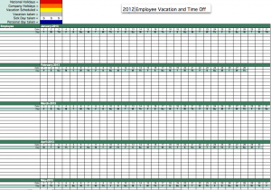 2012 Employee Attendance Tracking Calendar