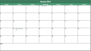 2014 holiday calendar template