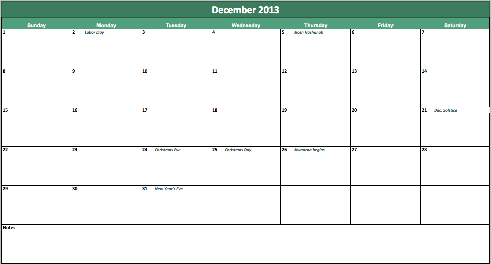free december 2013 calendar