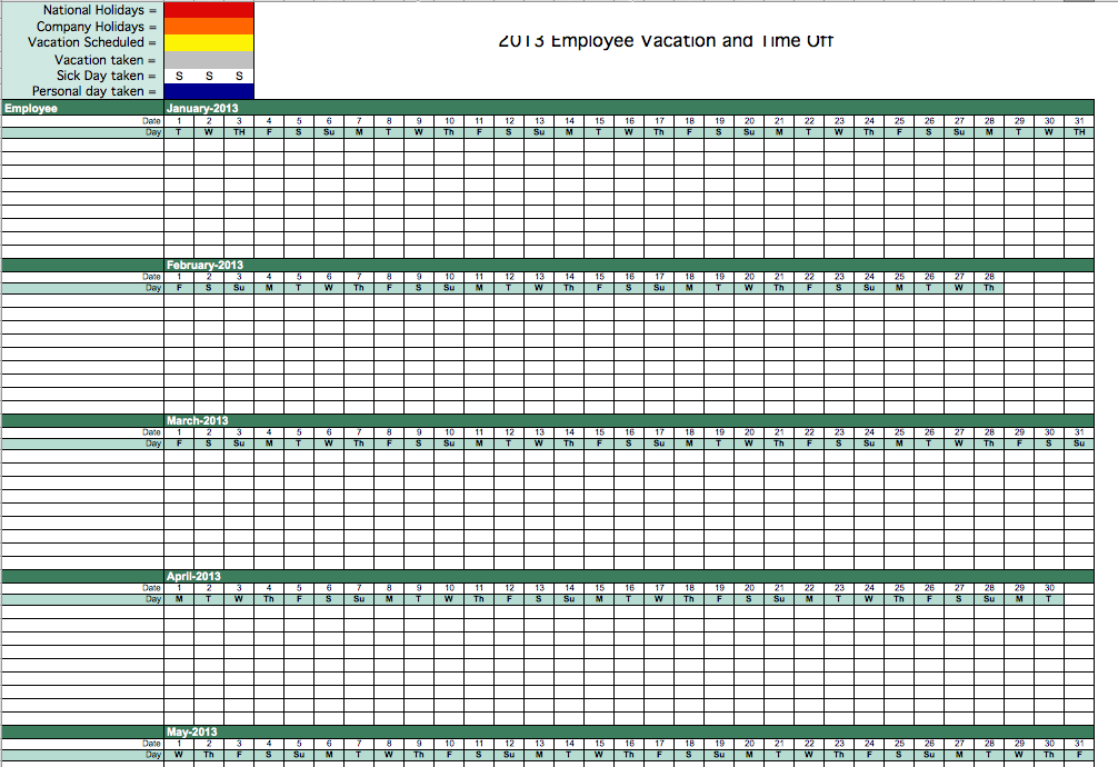 Vacation Time Tracking Template Vacation Time Tracking